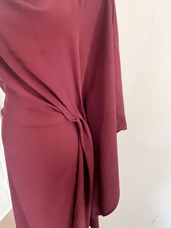MANGO NWT one shoulder draped dress in burgundy maroon color - Picture 11 of 12